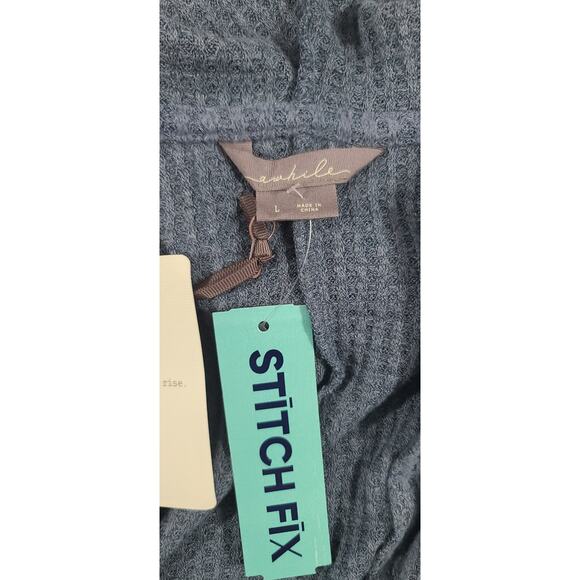 Awhile Haydee Brushed Waffle Hooded Duster Women's Size Large blue Cozy Office - Picture 8 of 10